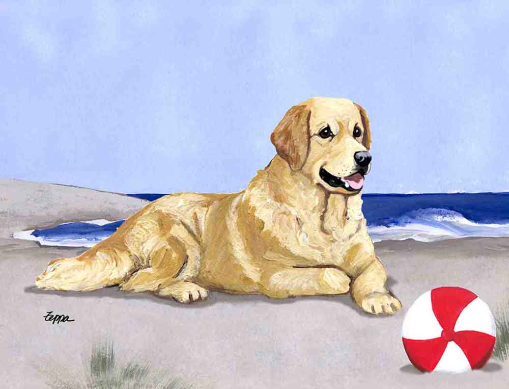 Golden at the Beach by M K Zeppa Ceramic Accent & Decor Tile MKZ006AT