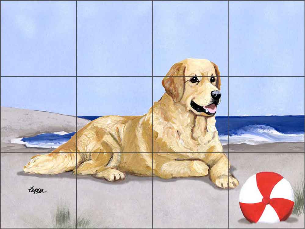 Golden at the Beach by M K Zeppa Ceramic Tile Mural MKZ006