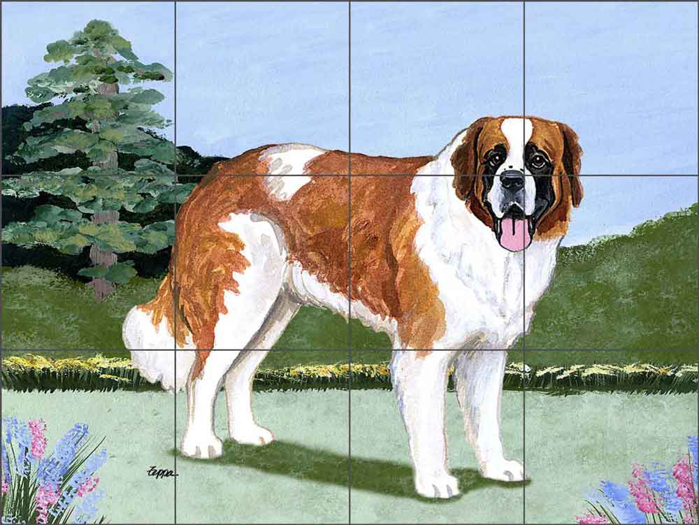 St Bernard by M K Zeppa Ceramic Tile Mural MKZ010