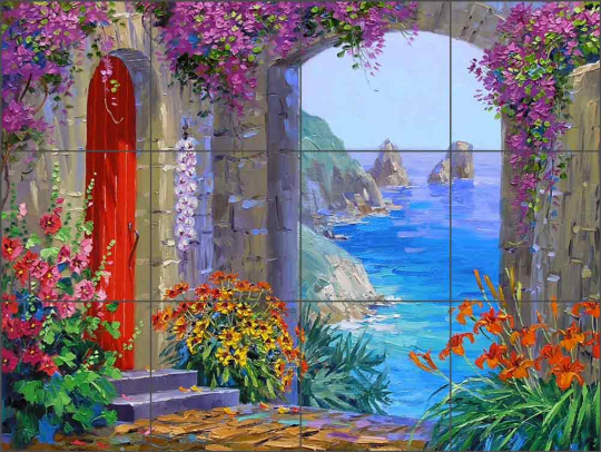 Escape to the Isle of Capri by Mikki Senkarik Ceramic Tile Mural