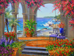 Hidden Oasis by Mikki Senkarik Glass Tile Mural MSA228