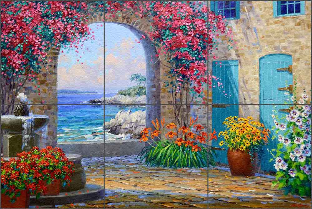 Whispers of the Cote d'Azur by Mikki Senkarik Glass Tile Mural MSA249