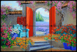 Revel in Serenity by Mikki Senkarik Tumbled Stone Tile Mural MSA263