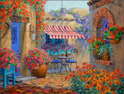 Hide-a-Way Cafe by Mikki Senkarik Ceramic Tile Mural MSA291