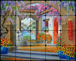 Distant Glow by Mikki Senkarik Tumbled Stone Tile Mural MSA296