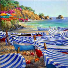 Enchantment of Monterosso al Mare by Mikki Senkarik Ceramic Tile Mural MSA307