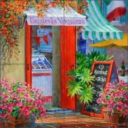 Gelateria Vernazza by Mikki Senkarik Ceramic Tile Mural MSA308
