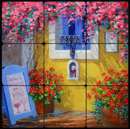 Ring Bell for Wine by Mikki Senkarik Tumbled Stone Tile Mural MSA311