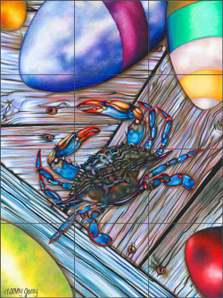 Blue Crab II by Nancy Jacey Ceramic Tile Mural NJ102
