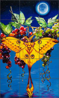 Moon Moth by Nancy Jacey Ceramic Tile Mural NJ108