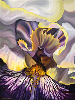Purple Iris by Nancy Jacey Ceramic Tile Mural NJ111