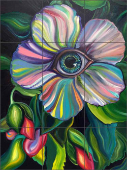 See in Hibiscus by Nancy Jacey Ceramic Tile Mural NJ113