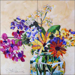 Wildflowers II by Elizabeth St Hilaire Ceramic Tile Mural OB-EN1727