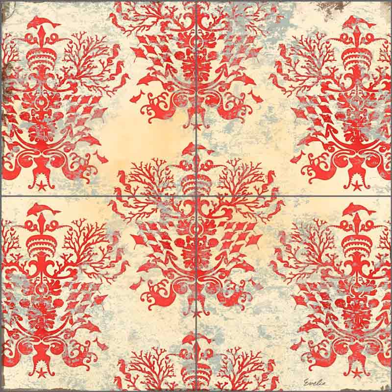 Nature Damask II by Evelia Ceramic Tile Mural OB-ES83m