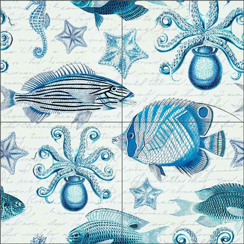 Vintage Octopus Pattern by Andrea Haase Ceramic Tile Mural OB-HAA1058c
