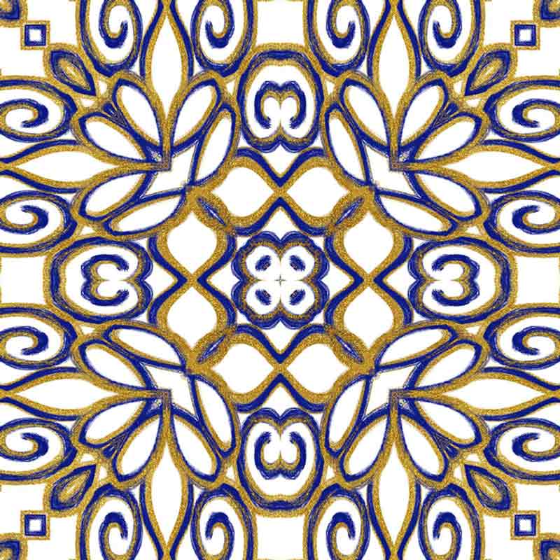 Gold Blue Vintage Tile II by Andrea Haase Ceramic Accent & Decor Tile OB-HAA1116AT