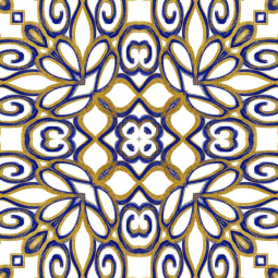 Gold Blue Vintage Tile II by Andrea Haase Ceramic Accent & Decor Tile OB-HAA1116AT