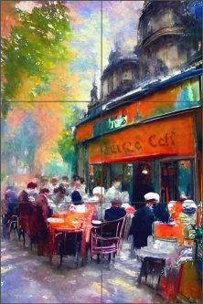 Paris Street Cafe I by Andrea Haase Ceramic Tile Mural OB-HAA1710