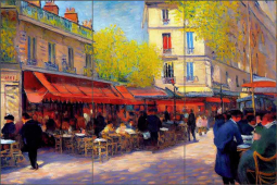 Paris Street Cafe II by Andrea Haase Ceramic Tile Mural OB-HAA1711