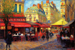 Cafe de Paris by Andrea Haase Ceramic Tile Mural OB-HAA1713