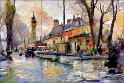 At the Seine by Andrea Haase Ceramic Tile Mural OB-HAA1714