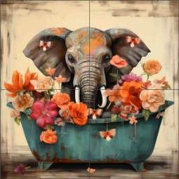 Bathroom Jungle Joy 179 by Lazar Studio Ceramic Tile Mural OB-LAZ03-153