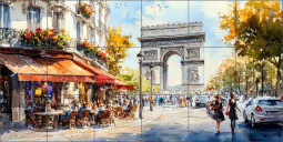Bistro Walks 9 by Lazar Studio Ceramic Tile Mural OB-LAZ1008-19