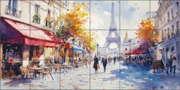 Bistro Walks 16 by Lazar Studio Ceramic Tile Mural OB-LAZ1008-8