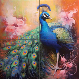 Feathered Fantasy 1 by Lazar Studio Ceramic Tile Mural OB-LAZ119-3