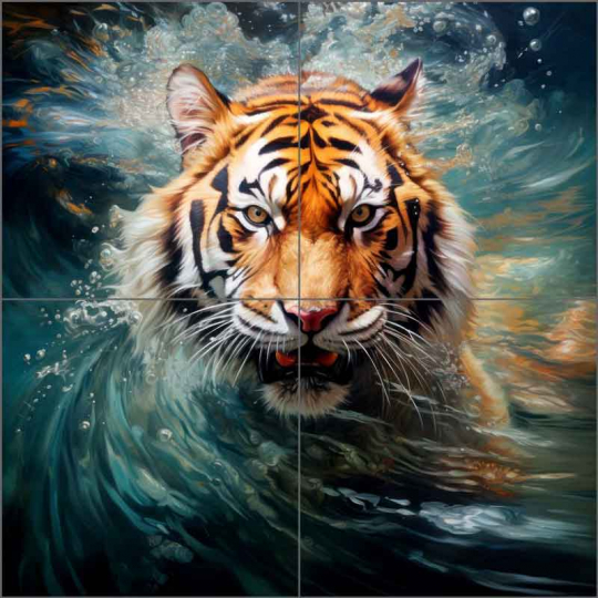 Wild Strokes in Water 2 by Lazar Studio Ceramic Tile Mural OB