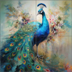 Feathers of Majesty 6 by Lazar Studio Ceramic Tile Mural OB-LAZ127-1