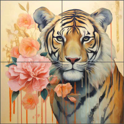 Floral Crowned Majesty 5 by Lazar Studio Ceramic Tile Mural OB-LAZ131-6