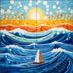 By the Waters Edge by Lazar Studio Ceramic Tile Mural OB-LAZ14-65