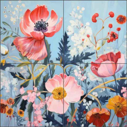 Flowers of Grace 7 by Lazar Studio Ceramic Tile Mural OB-LAZ148-6