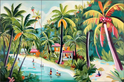 Tropical Paradise Dreams 73 by Lazar Studio Ceramic Tile Mural OB-LAZ15-13