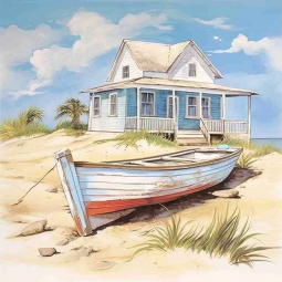 Cottage by the Sea 13 by Lazar Studio Ceramic Accent & Decor Tile OB-LAZ183-23AT