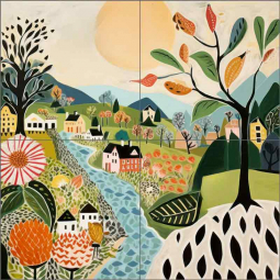 Harmonious Compositions 90 by Lazar Studio Ceramic Tile Mural OB-LAZ19-78