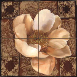 White Peony I by Louise Montillio Ceramic Tile Mural  OB-LM34a