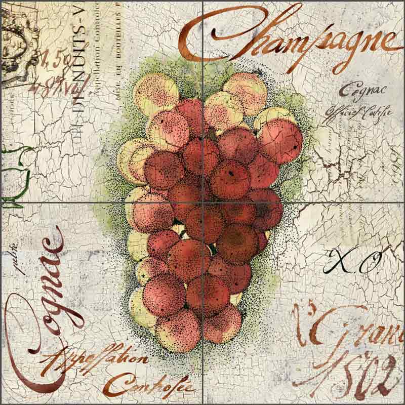 Grapes II by Louise Montillio Ceramic Tile Mural OB-LM95b