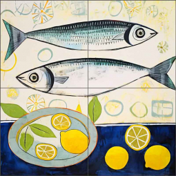 Lemon Splash with Fish Fins 7 by Irena Orlov Ceramic Tile Mural OB-ORL24802-10