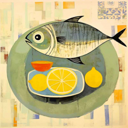 Lemon Splash with Fish Fins 3 by Irena Orlov Ceramic Accent & Decor Tile OB-ORL24802-1AT