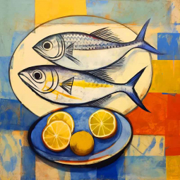 Lemon Splash with Fish Fins 17 by Irena Orlov Ceramic Accent & Decor Tile OB-ORL24802-2AT