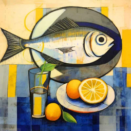 Lemon Splash with Fish Fins 2 by Irena Orlov Ceramic Accent & Decor Tile OB-ORL24802-5AT