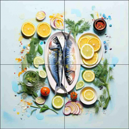 Fish Food Artistry 6 by Irena Orlov Ceramic Tile Mural OB-ORL25143-2