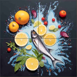 Fish Food Artistry 4 by Irena Orlov Ceramic Tile Mural OB-ORL25143-3