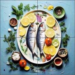 Fish Food Artistry 8 by Irena Orlov Ceramic Tile Mural OB-ORL25143-6