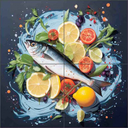 Fish Food Artistry 2 by Irena Orlov Ceramic Tile Mural OB-ORL25143-7