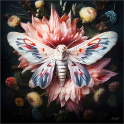 Moth Journey 9 by Roozbeh Bahramali Ceramic Tile Mural OB-ROZ174