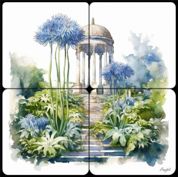 Garden Temples 1 by Roozbeh Bahramali Stone Tile Mural OB-ROZ649