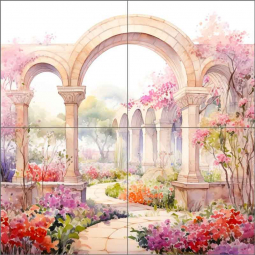 Garden Temples 4 by Roozbeh Bahramali Ceramic Tile Mural OB-ROZ652